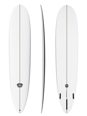 Complete view of the Bamba Performance-Pro longboard showing deck, side, and bottom.