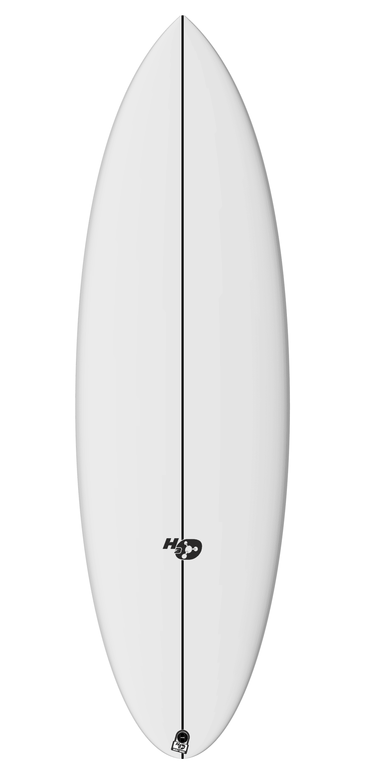 Top deck view of the Heavy Water Speed Devil small waves shortboard surfboard showing the outline.