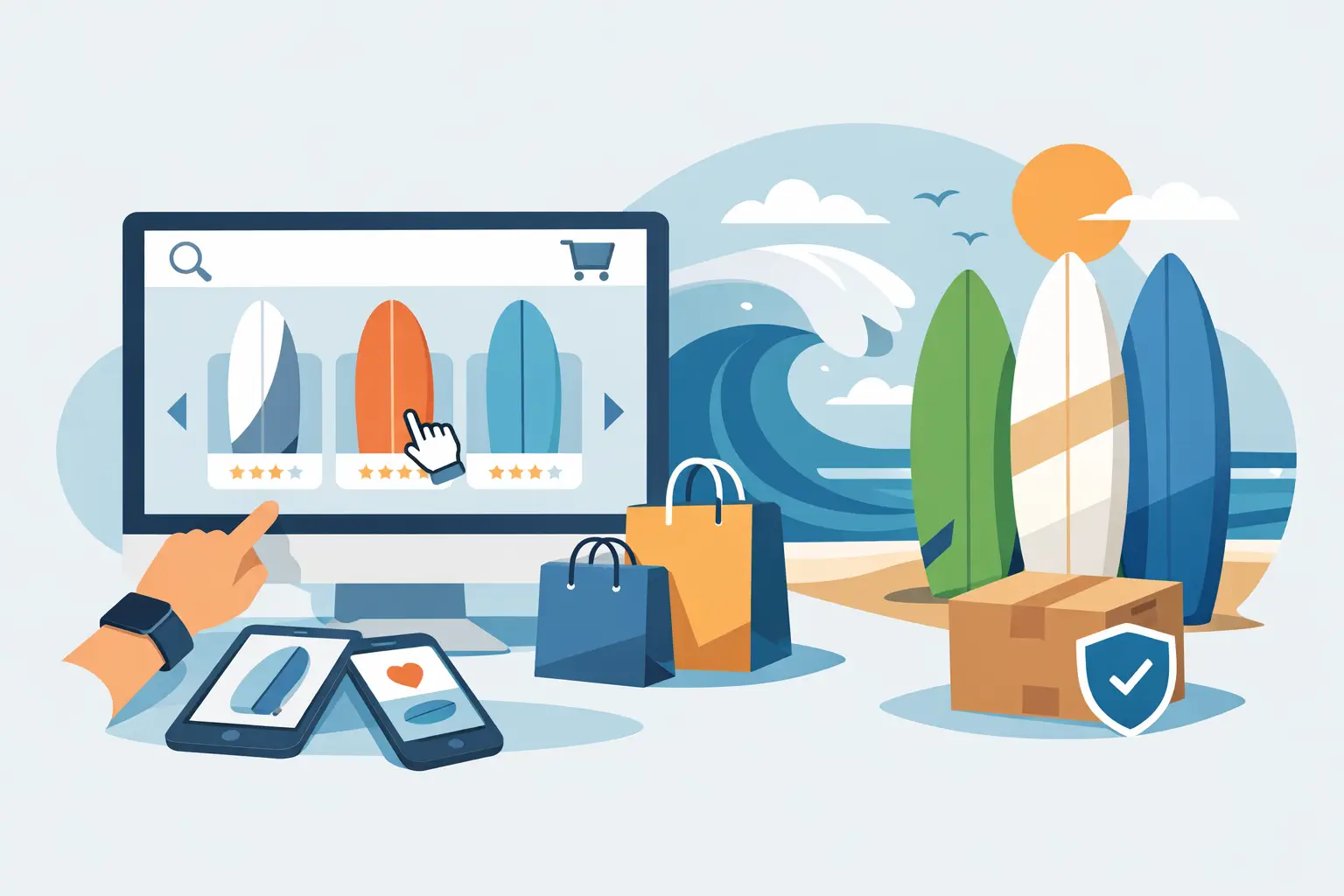 Cómo elegir una tienda online de surfboards